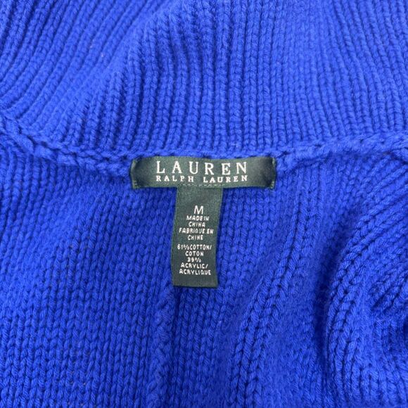 Lauren Ralph Lauren Gold Toggle Royal Blue Cardigan Sweater Womens Comfy Stylish - Picture 7 of 7